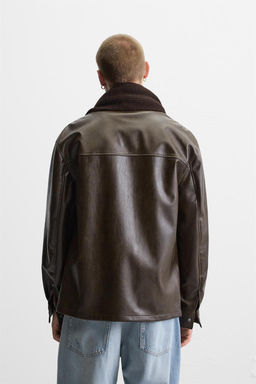 WASHED LEATHER EFFECT OVERSHIRT - Zara фото 3