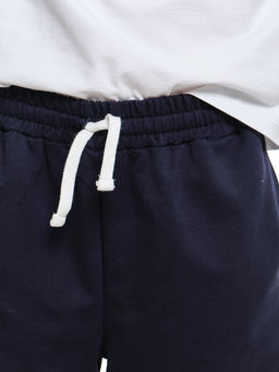 Спортивные брюки с карманами из футера 22-7486 синий - Mini maxi фото 5