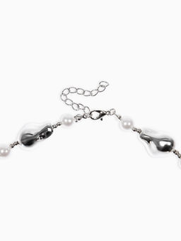 Бусы "Жемчуг Борокко", цвет белый в серебре 40+удл