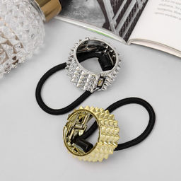 Цена за 6 шт. Резинка для волос «Модная штучка» с кольцом, глянец рельеф, МИКС