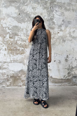 TRENDYOLMILLA Siyah Soyut Desenli Maxi Dokuma Elbise TWOSS25EL00408  фото 13