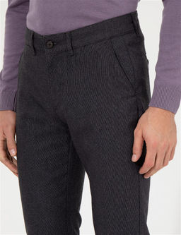 Koyu Gri Slim Fit Kanvas Pantolon