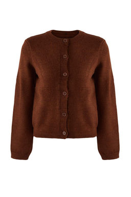 Teen Kahverengi Yumusak Dokulu Genis Kal?p Ekstra Sall? Triko H?rka TWOAW26HI00135