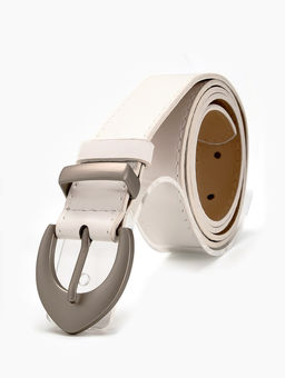 Ремень женский, 110×3 см, пряжка металл матовая, серебристая, белый