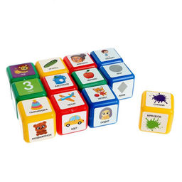 Кубики детские «Логопедические», пластиковые, цветные, 12 штук, 4×4 см