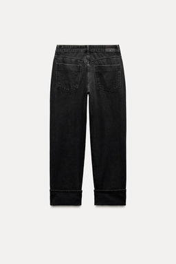 JEANS Z1975 STRAIGHT HIGH WAIST TURN-UP HEM - Zara фото 4