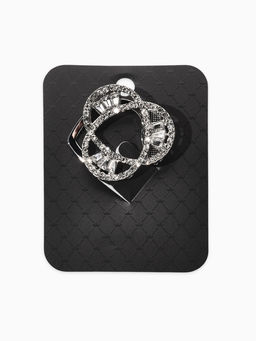 Зажим для платка "Узоры" три нити, цвет белый в серебре