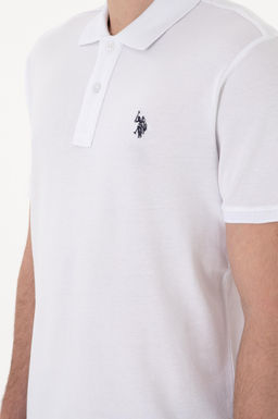Erkek Slim Fit Polo Yaka Beyaz Basic Ti__rt Sepette S_rpriz _ndirim