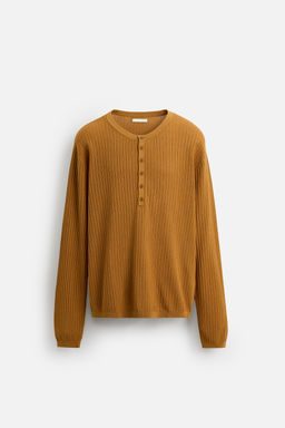 BUTTON-NECK KNIT T-SHIRT - Zara фото 6