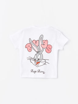 Bisiklet Yaka K?sa Kollu Bugs Bunny Bask?l? K?z Bebek Ti??rt - Waikiki фото 2