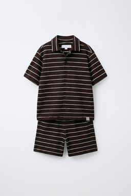 CONJUNTO WAFFLE CAMISA Y BERMUDA RAYAS / Marr?n - Zara фото 2