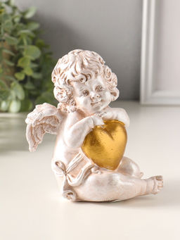 Фигурка полистоун «Ангелочек с сердцем сидит», 14×13×10 см