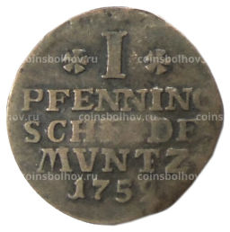 1 пфенниг 1759 года Германские государства Брауншвейг Вонфельбюттель