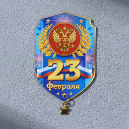 Цена за 3 шт. Магнит с подвеской 23 Февраля, 5.4?8 см