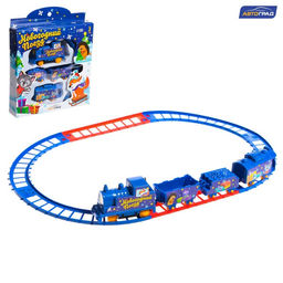 Железная дорога Новогодний поезд, работает от батареек, 3+