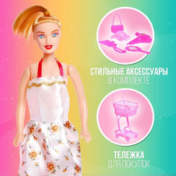 Кукла-модель Синтия в супермаркете с тележкой и аксессуарами, МИКС - Simaland фото 3