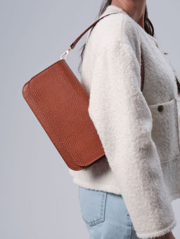 Сумка кожаная багет Deboro 30138 питон