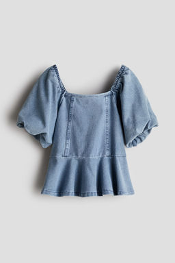 Blusa efecto denim con peplo