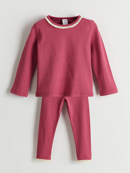 Bisiklet Yaka Basic K?z ?ocuk Bluz ve Tayt 2li