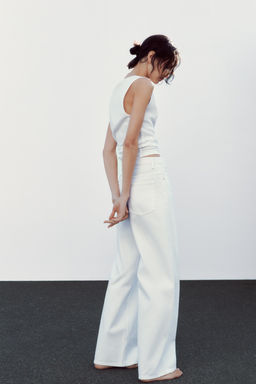 HIGH-WAIST TRF WIDE-LEG CROSSOVER WAIST JEANS - Zara фото 13