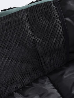 Куртка парка зимняя подростковая для мальчика с капюшоном и мехом цвета хаки 9447Kh