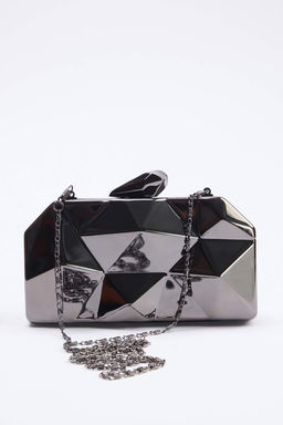 Koyu Antrasit Uc Boyutlu Abiye Kad?n S?k Mini Boy Clutch El Cantas? TAKSS25OC00064