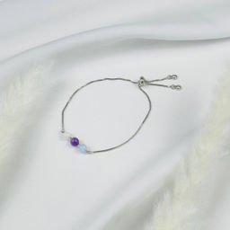 Браслет регулируемый для Тельца из Агата, Аметиста и Лунного камня - Радуга самоцветов фото 2