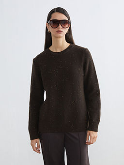 Bisiklet Yaka Pul ??lemeli Kad?n Triko Kazak