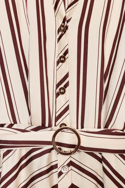 VESTIDO MIDI CINTUR?N RAYAS / Crudo / Granate - Zara фото 10