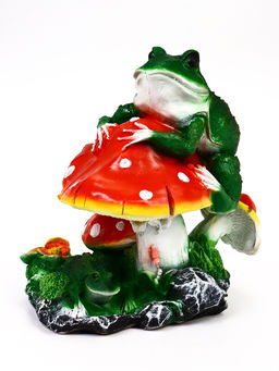 Садовая фигура из полистоуна «Лягушки и мухоморы», 35×25×38 см