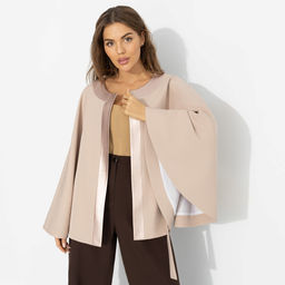 Жакет‑кейп на подкладе, Яркий эффект (пудра, с поясом) - Charutti фото 4