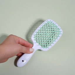 Расчёска массажная, широкая, вентилируемая, 8.5×20.5 см, белая, бирюзовая