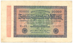 Банкнота 20000 марок 1923 года Германия