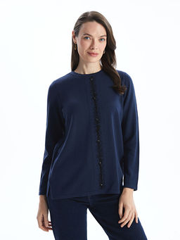 Bisiklet Yaka Desenli Kad?n Triko Kazak