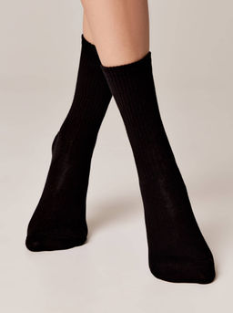 Цена за 2 пары. Носки Теплые CONTE Удлиненные хлопковые носки ACTIVE черный-сиреневый - Conte elegant фото 2