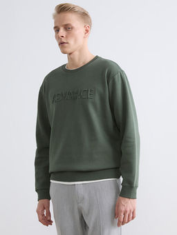 Bisiklet Yaka Bask?l? Erkek Sweatshirt
