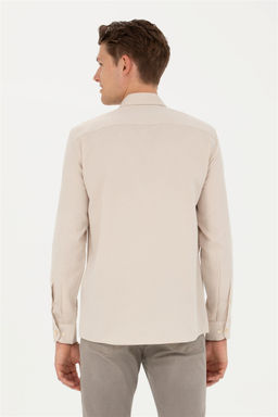 Мужская рубашка песочного цвета с длинным рукавом - U.s. polo assn фото 12