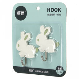 Крючок на липучке "Зайчик" металлический с пластмассовым основанием, 2 штуки 5,8х7,8х2см, в блистере, цвета в ассортименте: розовый, фисташковый, мятный (Китай)