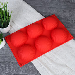 Форма для выпечки силикон. 6 ячеек, 28*16,8*3,2см Полусфера фактурная арт HL-070 (726009)