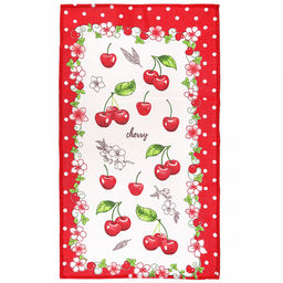 Салфетка хозяйственная 34х60см "Серия "Вишня" , рогожка, хлопок 100%, плотность 171г/м2, без упаковки, "Домашняя мода" (Россия)