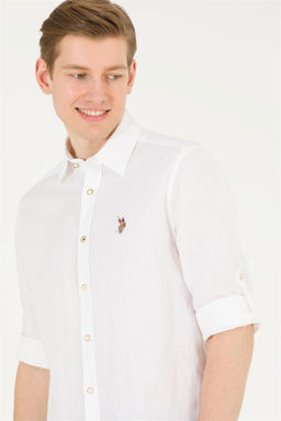 Мужская белая базовая рубашка с длинным рукавом Неожиданная скидка в корзине - U.s. polo assn фото 5