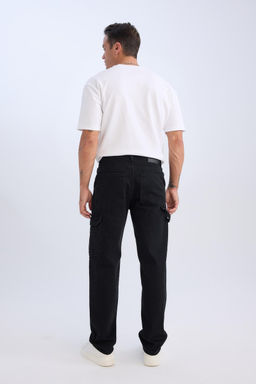 %100 Pamuk Relax Fit Rahat Kal_p Normal Bel Geni_ Pa_a Kargo Cepli Siyah Jean Pantolon - Defacto фото 10