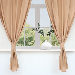 Шторы для кухни Этель ECO, бежевые, 136×180 см - 2 шт., подхваты - 2 шт., 190 г/м²