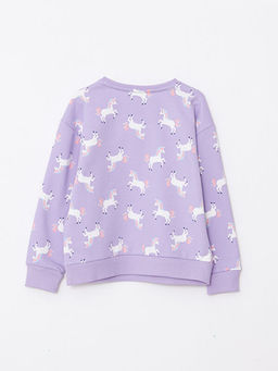 Bisiklet Yaka Bask?l? Pul ??lemeli Uzun Kollu K?z ?ocuk Sweatshirt - Waikiki фото 2