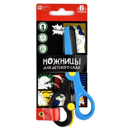 Ножницы для детей Феникс+, арт.61428/ 24 ДИНО-КОМИКС (красный, синий, черный, 13,6х6,2 см, длина лез