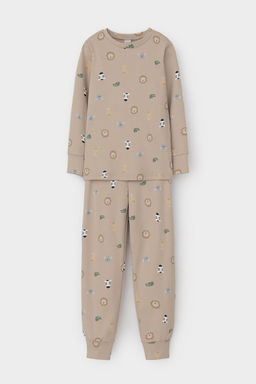 К 1552/темно-бежевый,зоопарк пижама д/дет яс
