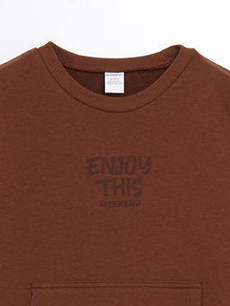 Bask?l? Erkek ?ocuk Sweatshirt ve E?ofman Alt 2li