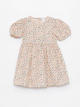 Bisiklet Yaka K?sa Kollu Bask?l? K?z Bebek Elbise