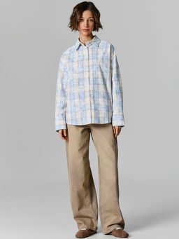 Рубашка женская бежевая в клетку - Mark formelle фото 2