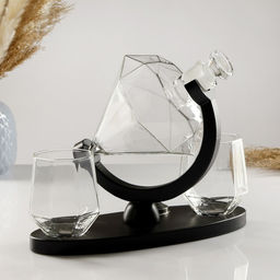 Мини-Бар «Рубин», на подставке, на 2 персоны, штоф - 850 мл, стаканы - 300 мл, 28.5×11×21.5 см, стекло, дерево